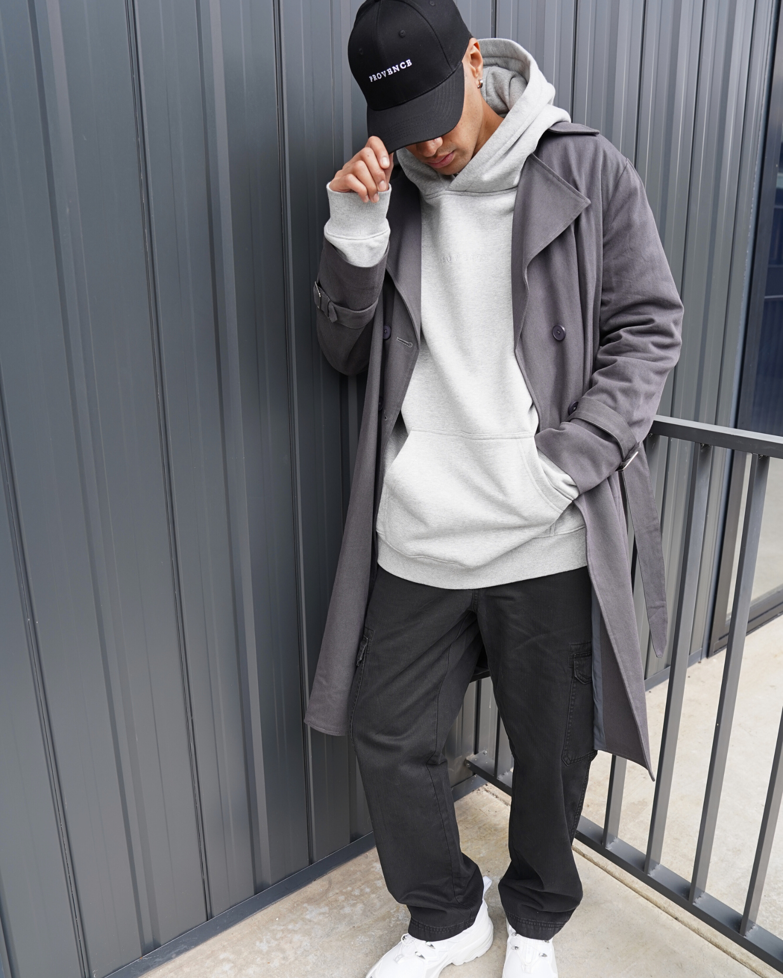 Mens Grey Heavy Fleece Hoodie