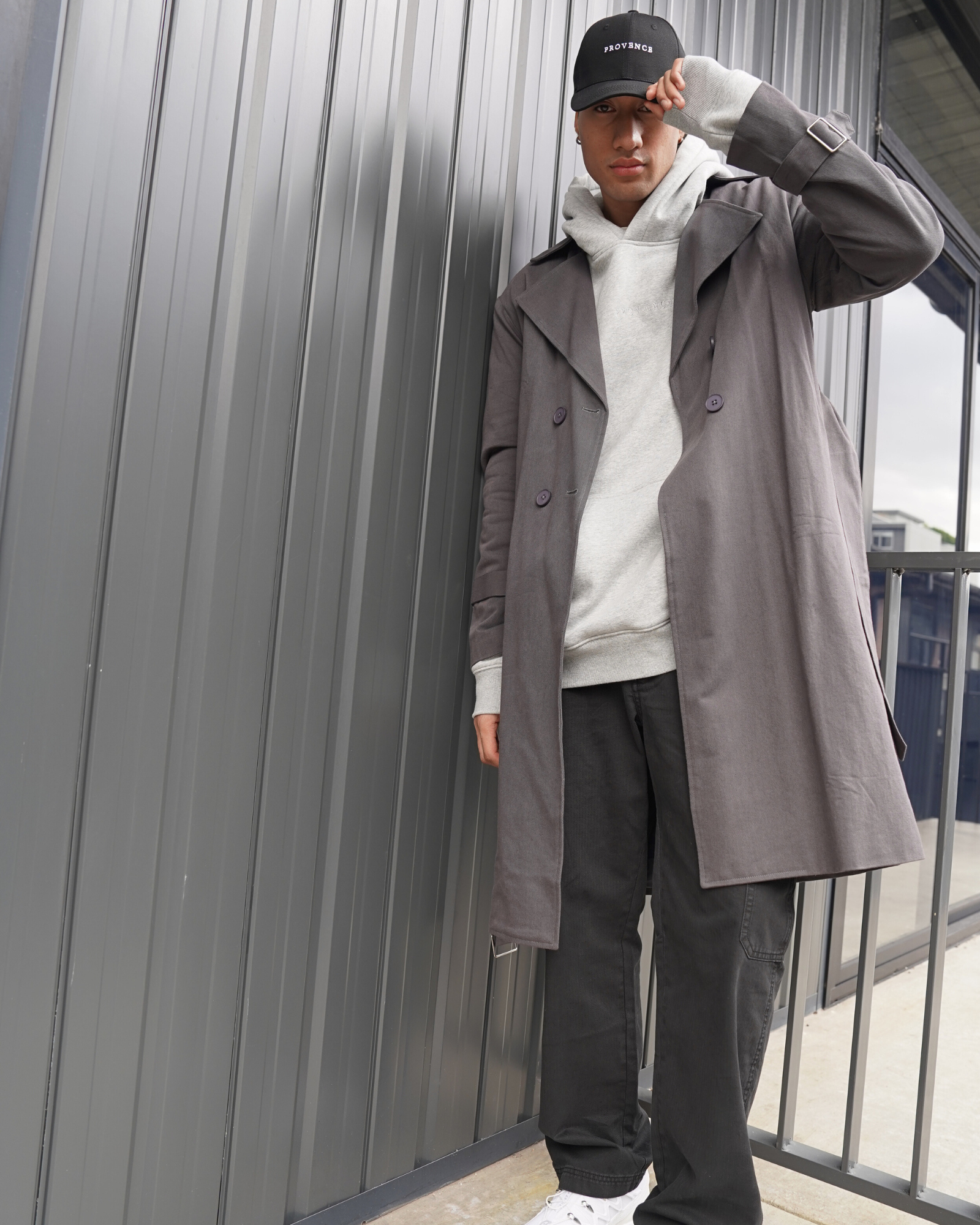 Mens Grey Heavy Fleece Hoodie