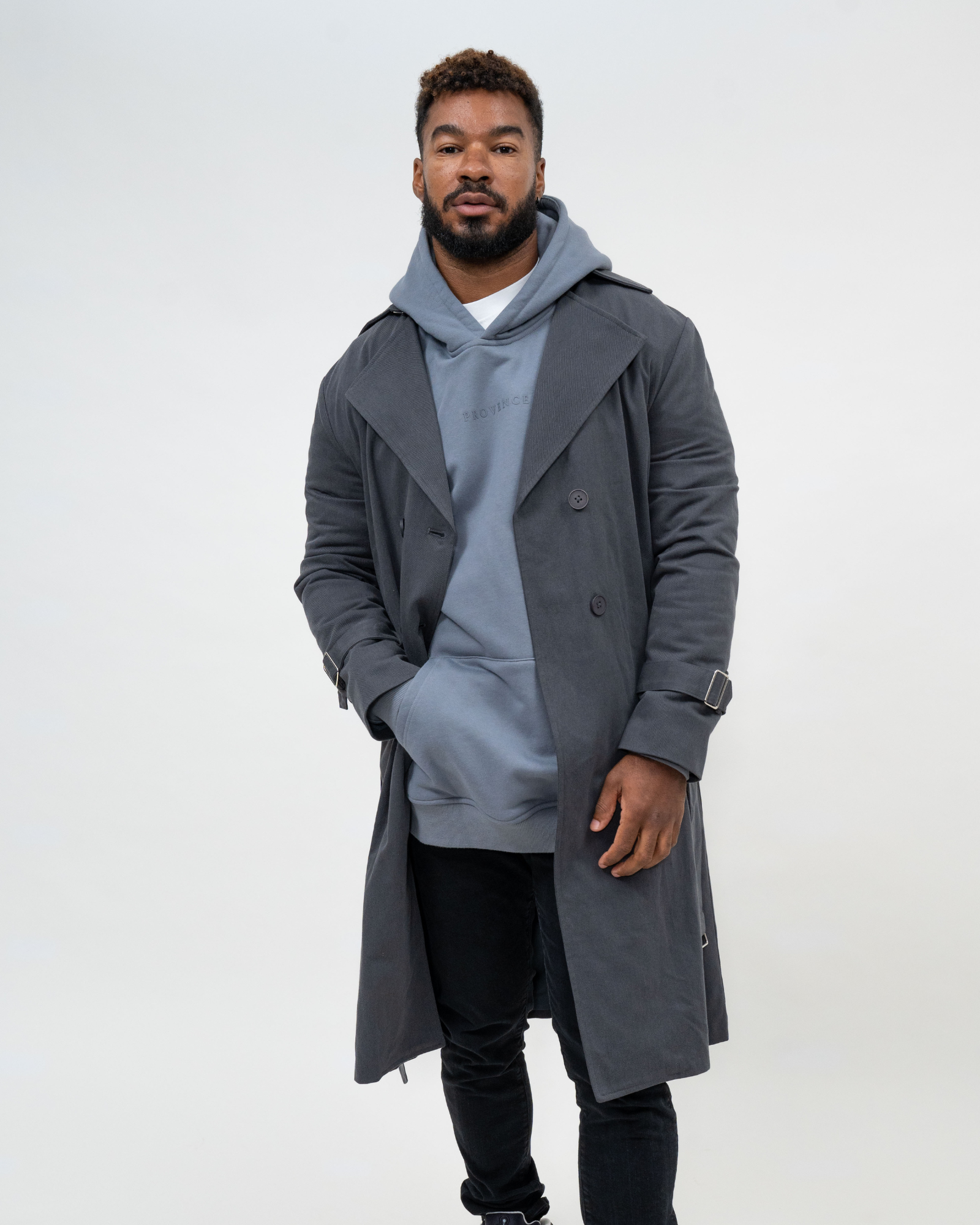 Grey trench coat hotsell