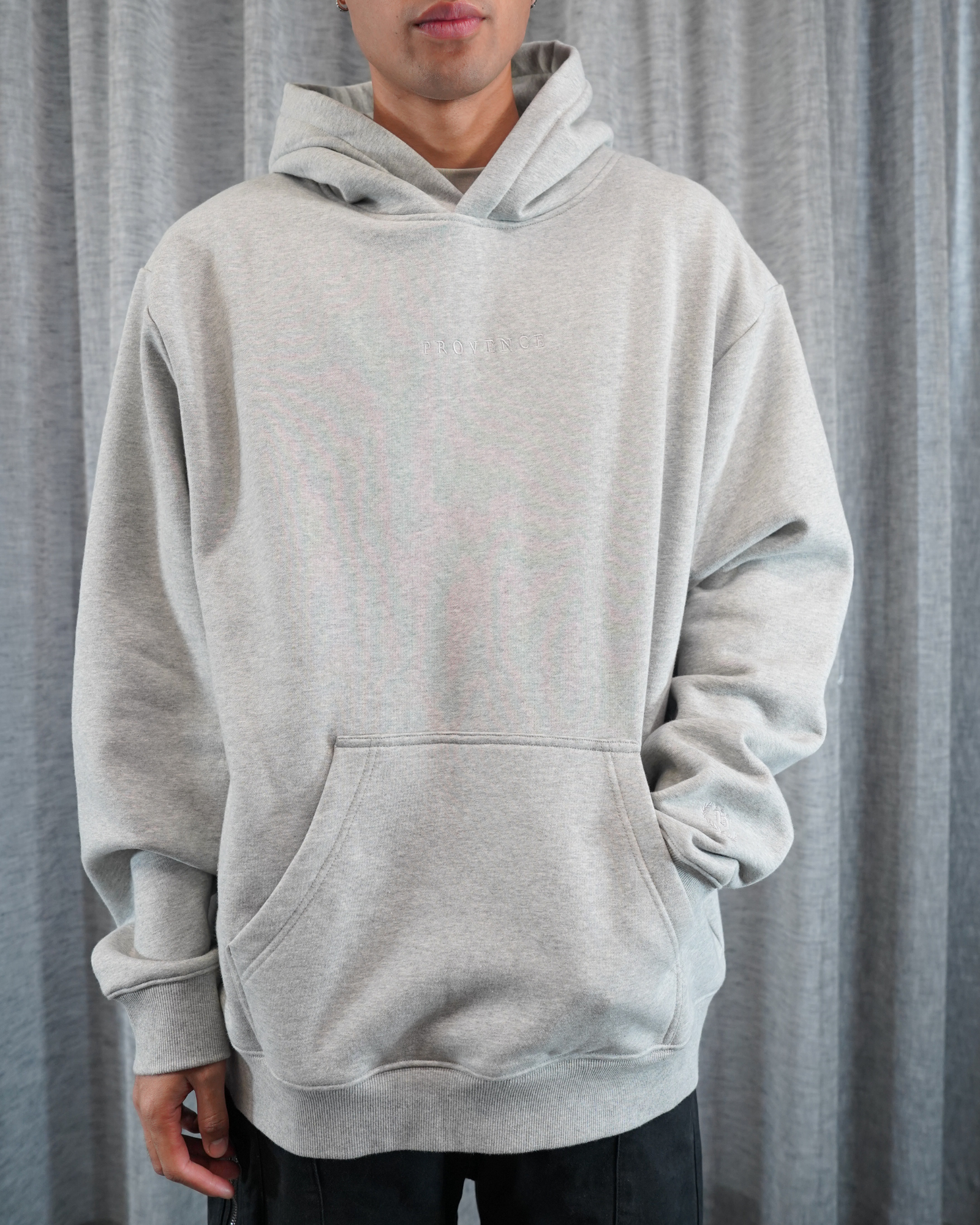 Mens Grey Heavy Fleece Hoodie