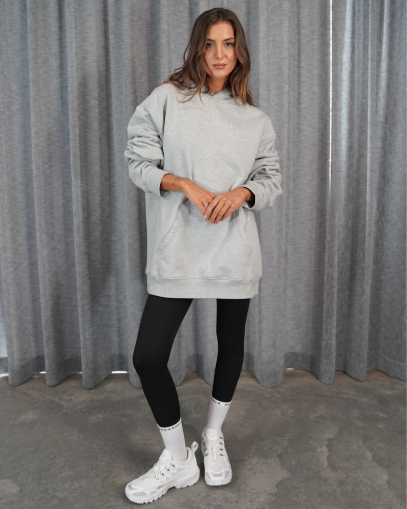 Women's Solid Heather Grey Two-tone Knit Fleece Hoodie with Side Pockets
