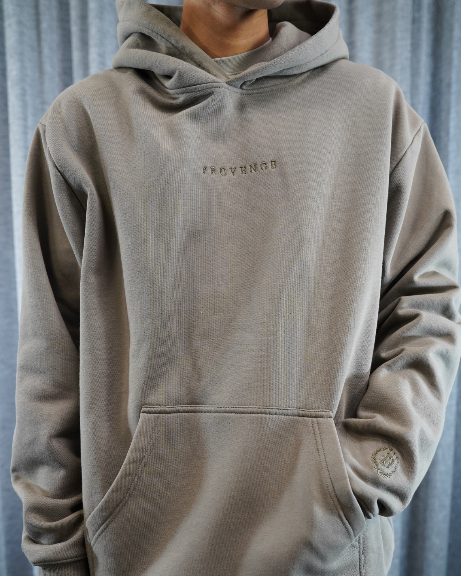 Mens Khaki Heavy Fleece Hoodie