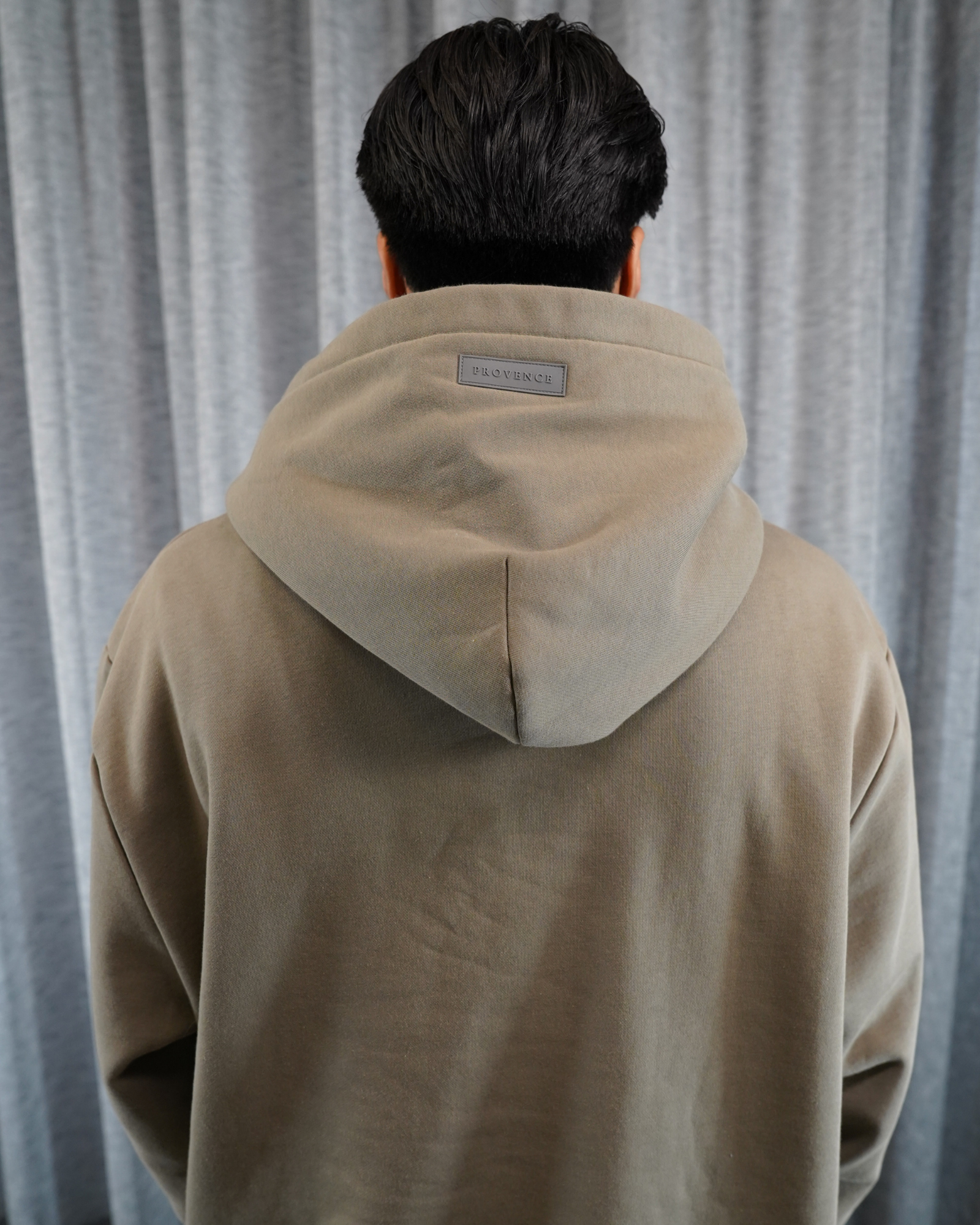 Mens Khaki Heavy Fleece Hoodie