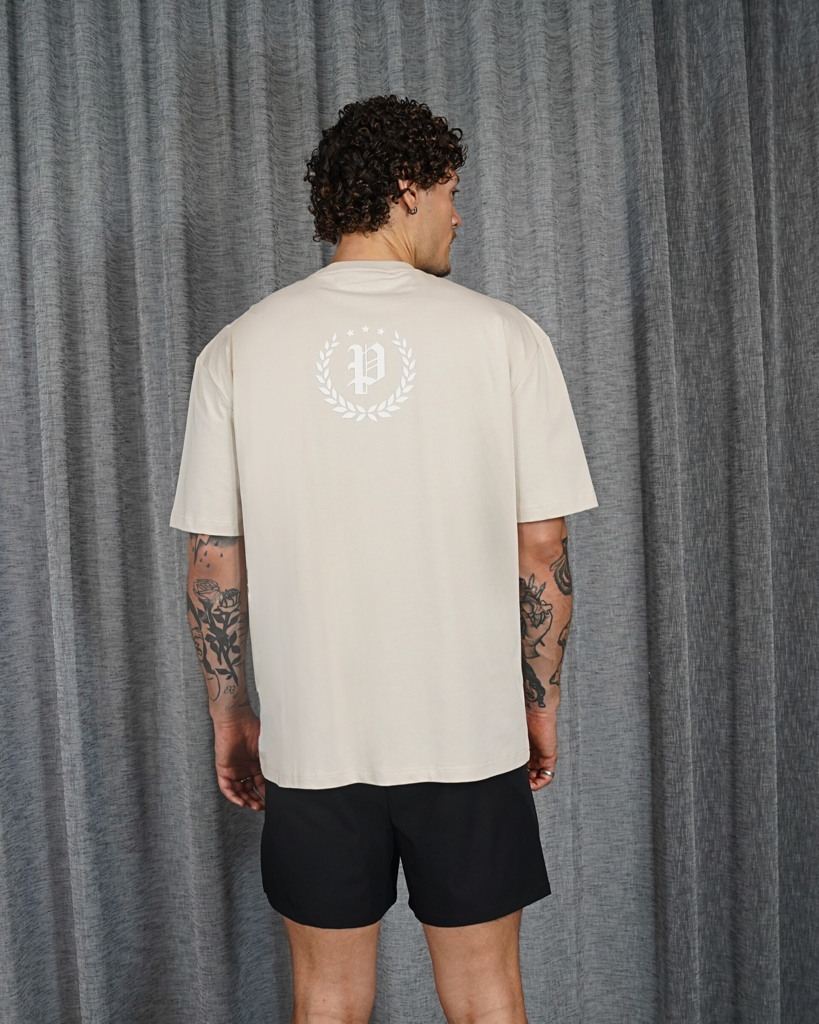 Mens Crest Logo T-Shirt Beige