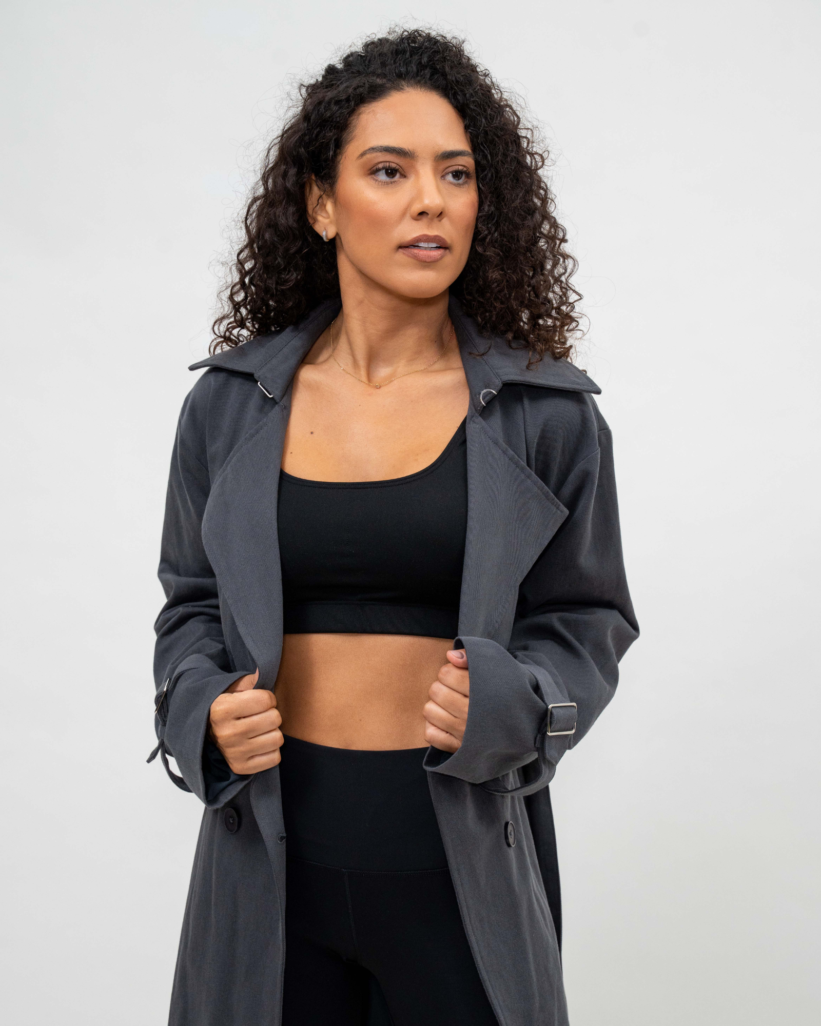 Grey check 2025 trench coat