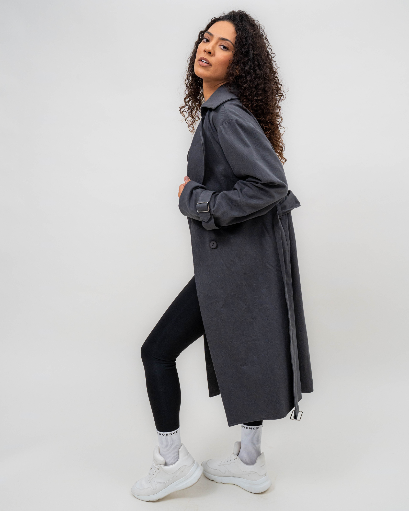 Gray cheap longline coat