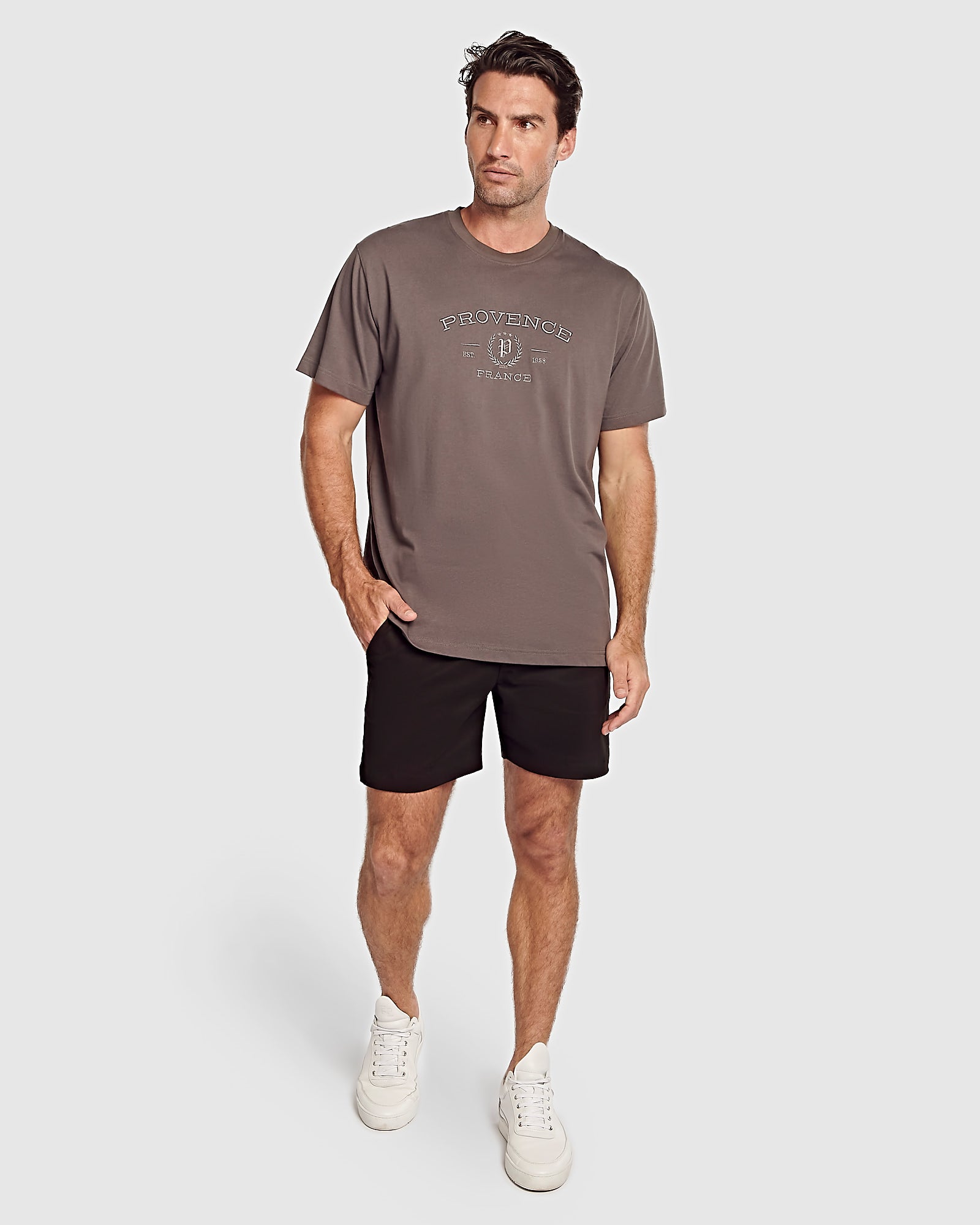 Mens Grey Embroidery T-Shirt
