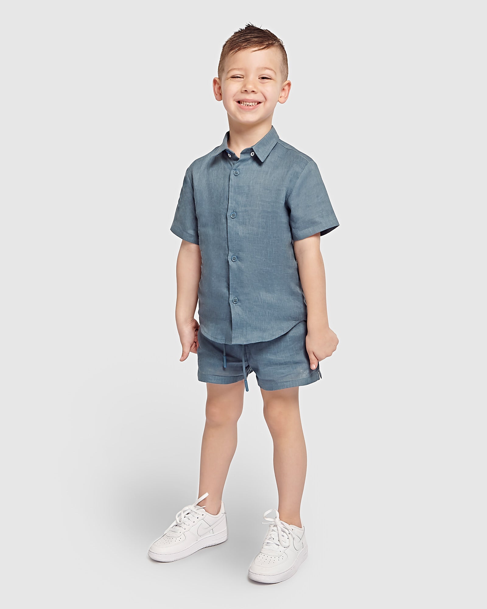 Kids Linen Shirt & Short Two Piece Set