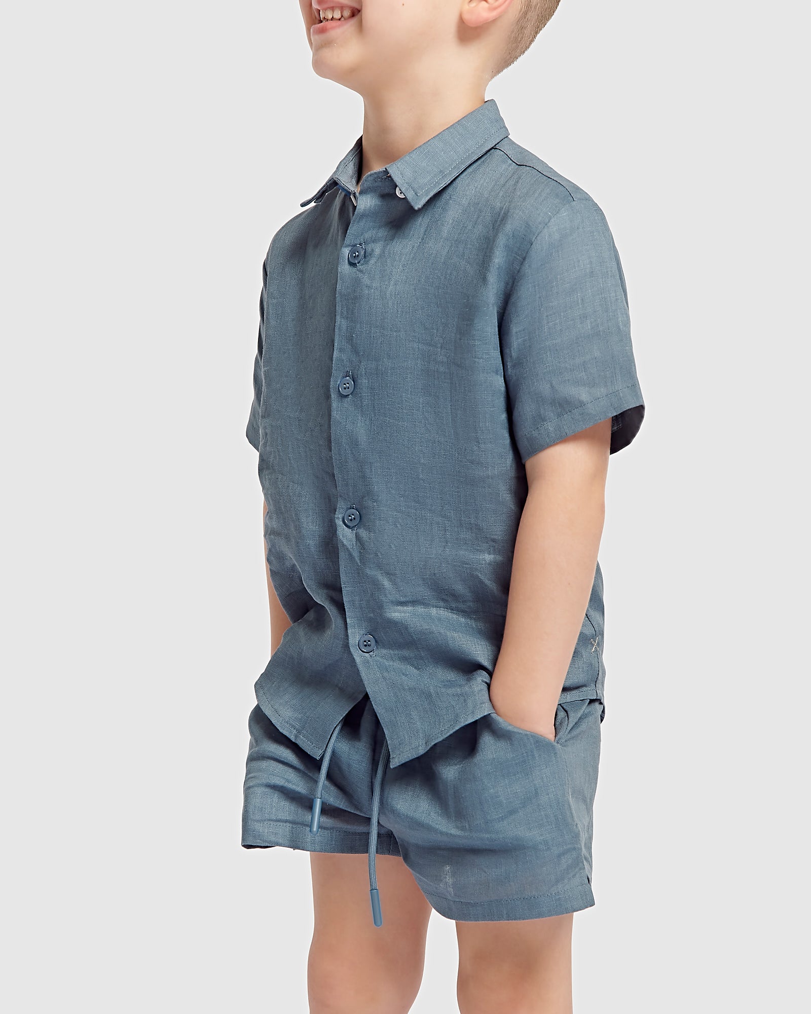 Boys grey hot sale linen shorts