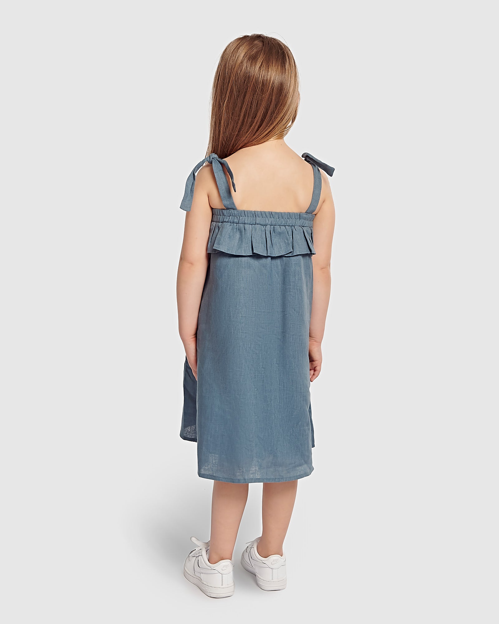 Kids Linen Frill Mini Dress