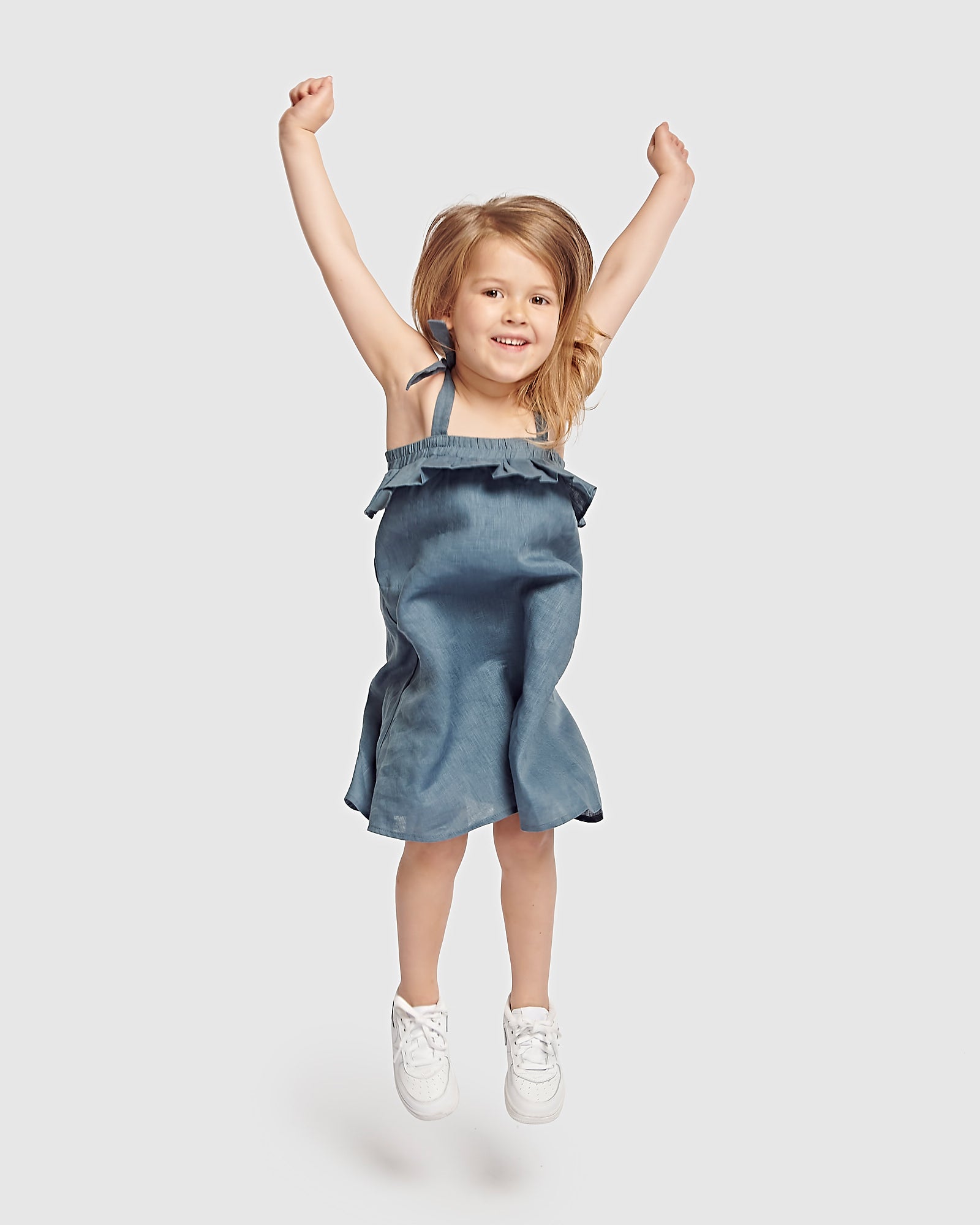 Kids Linen Frill Mini Dress