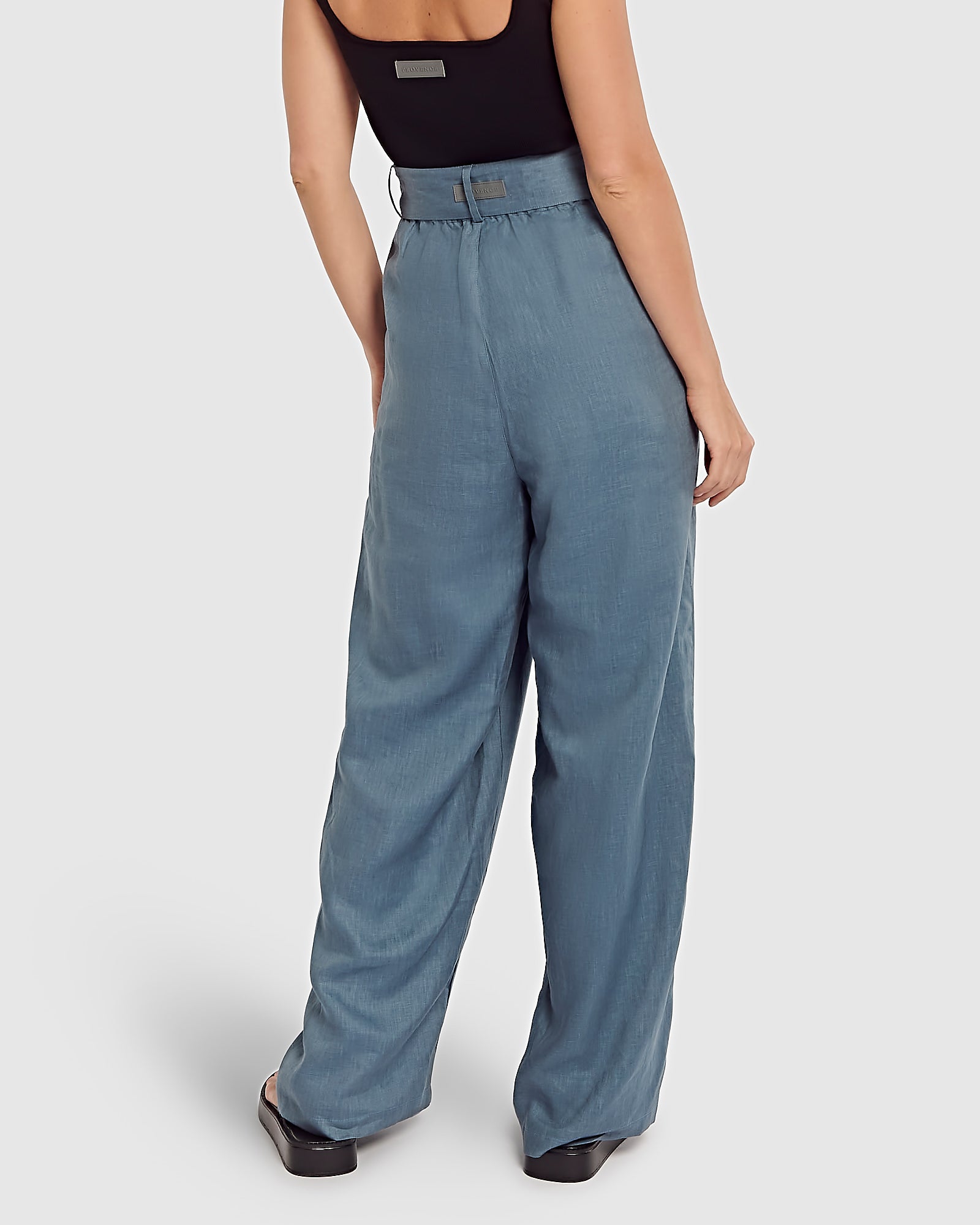 Womens Linen Belted Pant